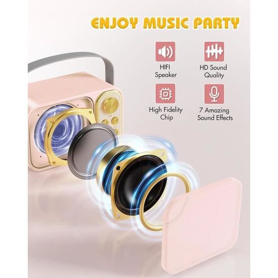 Micro Karaoke- MIOLOE-avec 2 Microphones Haut-Parleur Bluetooth