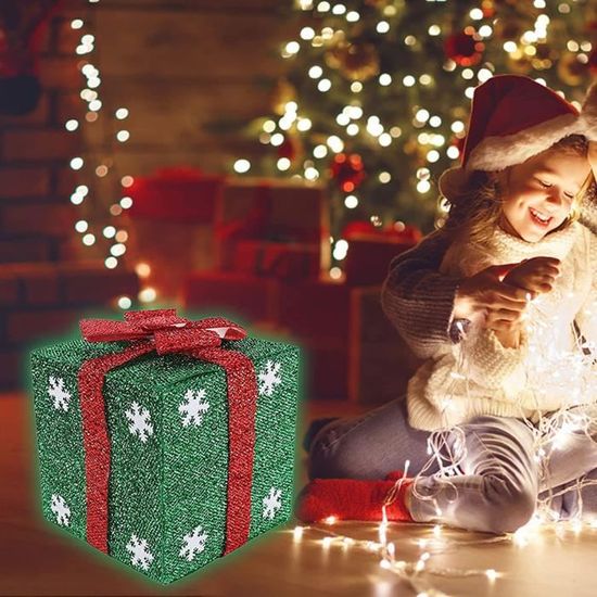 HURRISE Lot de 3 boîtes cadeaux Noël, décoration intérieure/extérieure
