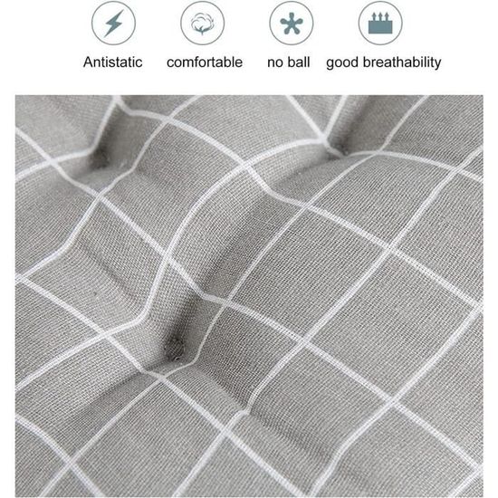 Lot De 2 Coussins De Chaise Avec Dossier - 40x40 Cm - Tissu Coton/Lin - Intérieur/Extérieur - Attaches Antidérapantes