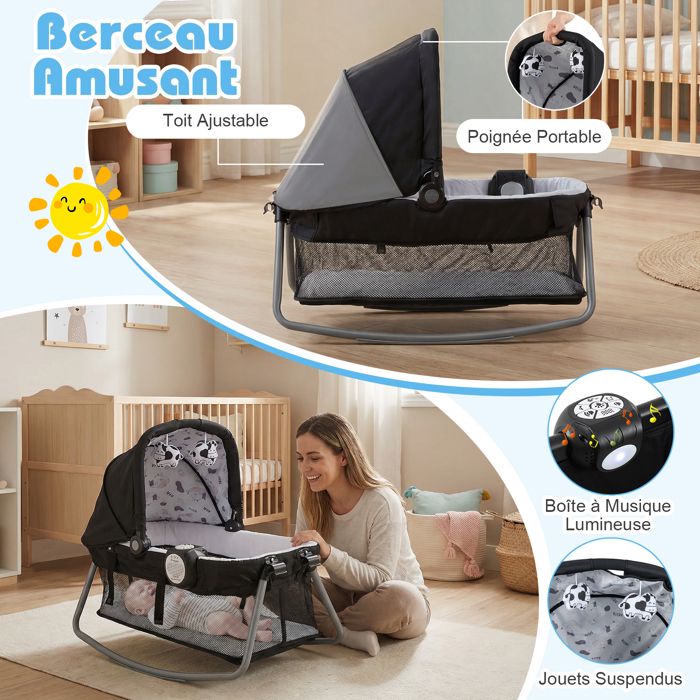 Set De 4 Jouets Suspendus En Bois Naturel Pour Bébé – Hochets à Accrocher Au Berceau, Poussette Ou Baby Gym – Développement Sensoriel Dès La Naissance