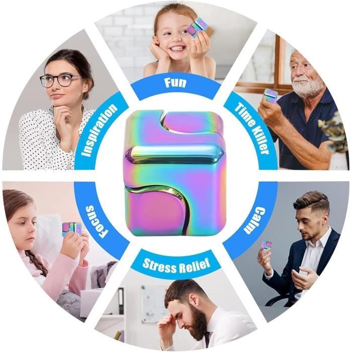 Lot De 2 Cubes Anti-stress En Silicone – Jouet Sensoriel à Presser, Décompression, Couleurs Aléatoires, Pour Enfant Ou Adulte