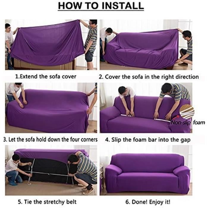 Housse De Canapé Extensible 3 Places Forme Géométrique 190-230cm