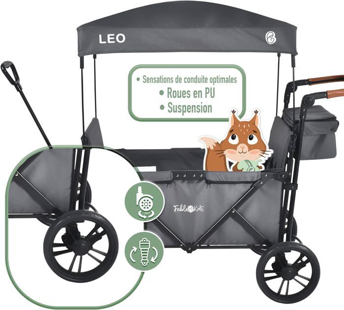 Chariot à roulettes Leo X2Lite avec Toit Chariot de Transport