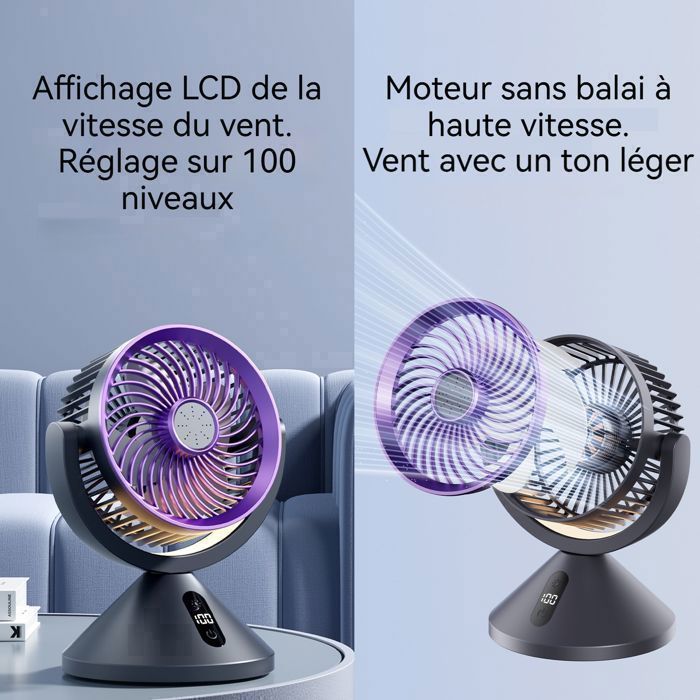 Ventilateur Humidificateur De Bureau – 6 Vitesses – Minuterie – USB – Neuf