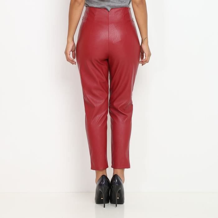 Pantalon best sale simili rouge