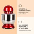 Robot pâtissier - Klarstein - 1200W - Robot cuisine - Bol mélangeur en inox de 5L -  6 vitesses - Robot multifonction - Rouge-3
