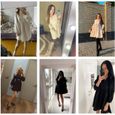 2022 nouveau O-cou plis lanterne manches robes décontractées automne haute robe pour les femmes  vd0221drs01cd Noir-3