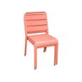 Lot de 4 chaises intérieur / extérieur en métal peinture antirouille empilables coloris rose saumon-3