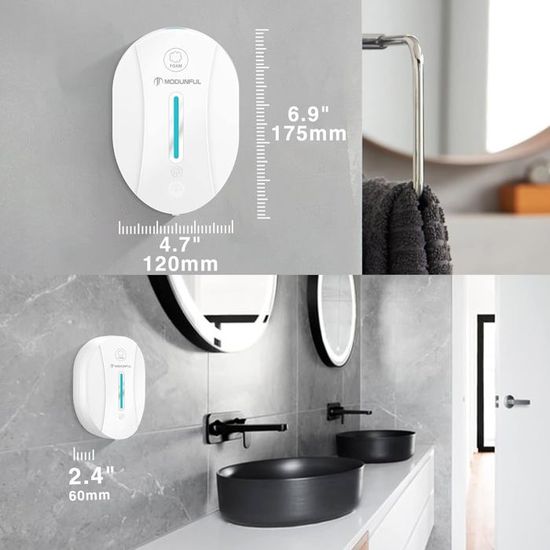 Distributeur De Savon Automatique 380ml USB Rechargeable - Mural Avec Capteur Infrarouge IPX5 Blanc