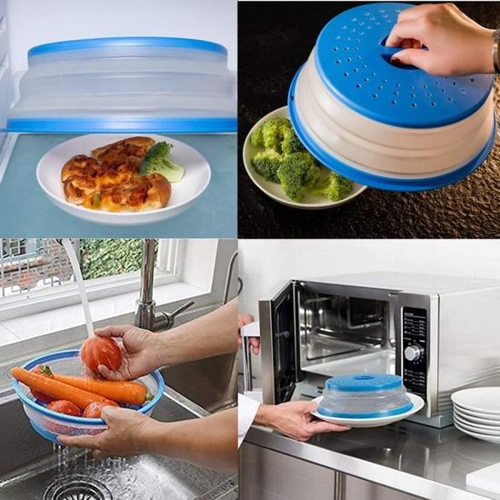 Cloche Micro Ondes- Couvercle Pliable Couverture de Protection  Anti-éclaboussures Passoire pour Fruits et Légumes sans BPA - Cdiscount  Maison