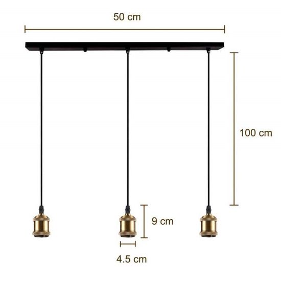 Suspension Luminaire 3 Ampoules E27 Métal Imitation Laiton - Arts & Crafts 8718808106450
