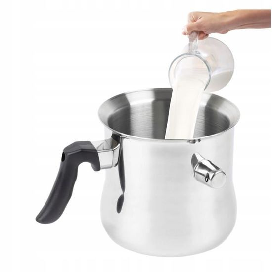 Casserole à Lait Avec Sifflet 2L - Acier Inoxydable - Compatible Induction - Pour Lait, Sauces, Chocolat