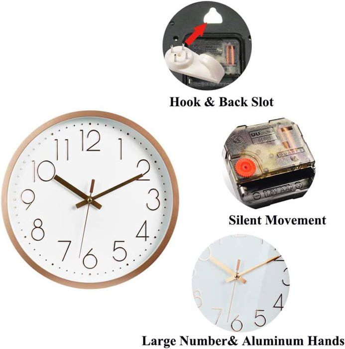 Horloge Murale à Ventouse 7,6 Cm - Étanche, Anti-buée - Pour Salle De Bain, Cuisine, Miroir - Silencieuse à Quartz