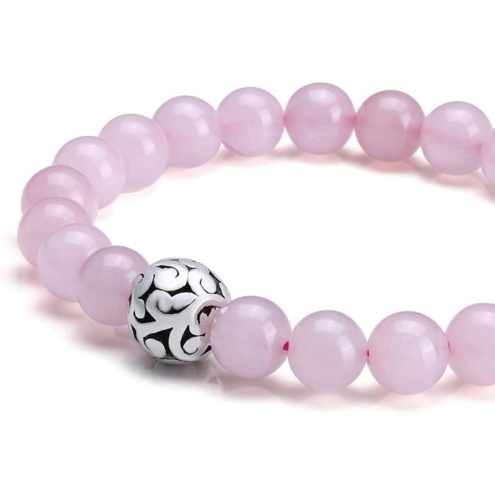BRACELET AMETHYSTE PERLES 8 MM - Crystal et Lumiere