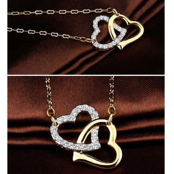 Parure De Bijoux Cœurs Rouges & Strass Blancs Sur Métal Doré - Sans Nickel, Neuve Avec étiquettes