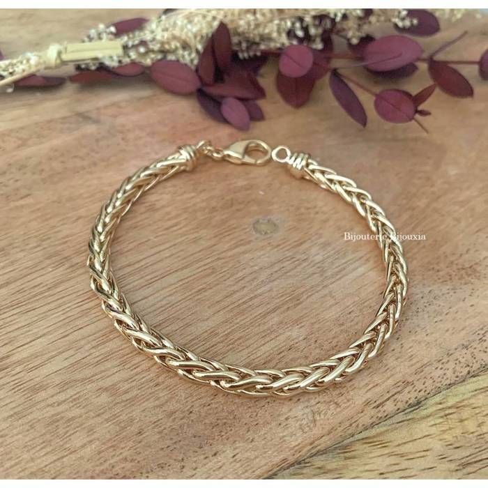Bracelet en plaqué or chaîne maille Singapour - largeur 1,5mm et Bracelet en plaqué or chaîne maille Singapour - largeur 1,5mm et