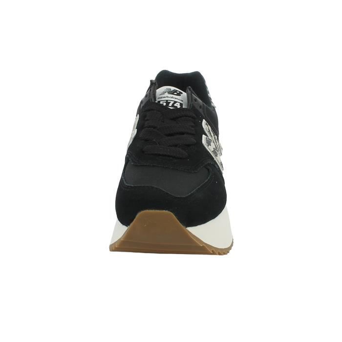 Sneaker 574 noire et animalier avec plateforme New Balance Femme Synthetique Lacets Noir Cdiscount Chaussures