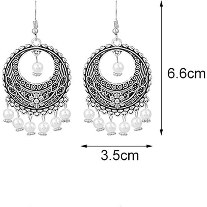 OAOSDH 1 Paire De Boucles D'oreilles Rondes, Boho, Rétro, Métal