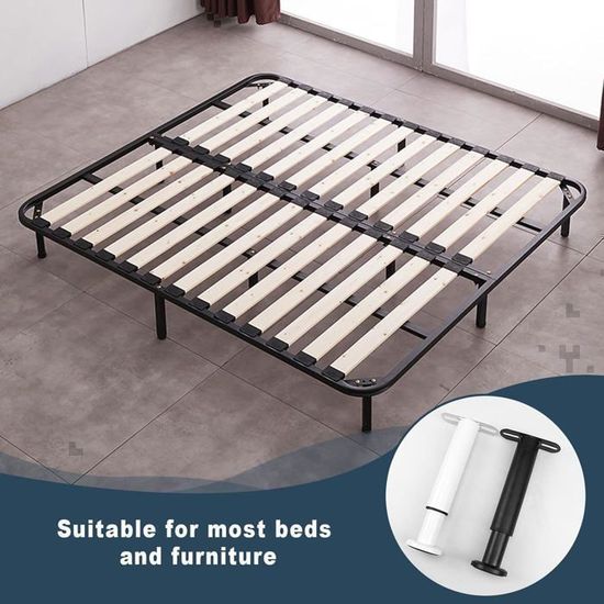Lot de 4 Pieds de lit réglables en Hauteur 12-18 cm - Supports Universels en Métal pour Sommier à Lattes Armoire Gris PIED DE TABLE - Maison