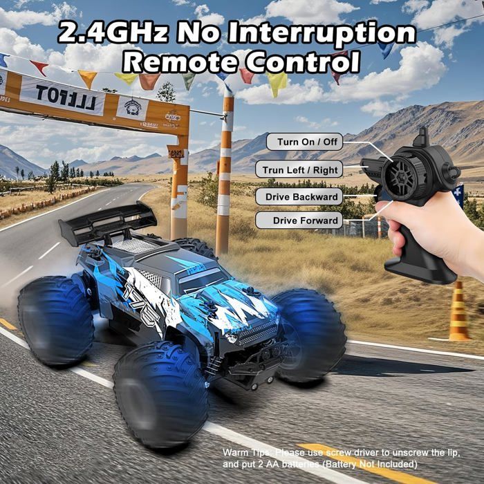 Voiture Télécommandée 2,4 GHz, 1:18 4WD RC Drift avec Phares LED, Vitesse 20 km/h, Voiture de Course Jouet Cadeau - Jeux - Jouets