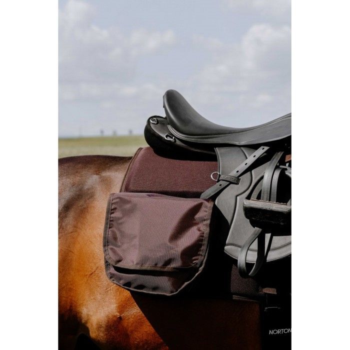 Sacoche De Selle Cheval - Toile Marron Avec Zip - Occasion Bon état
