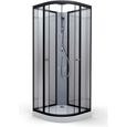 Cabine de douche en aluminium laqué - HOME BAIN - 1/4 de cercle - Noir - 85 x 85 x 225 cm-0