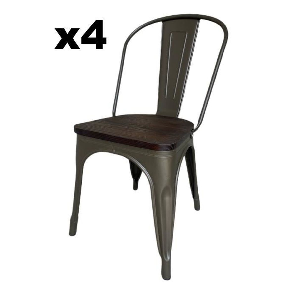 Ma Nouvelle Deco Lot X4 Chaises Industrielle Metal Kaki Bois Fonce Bistrot Salle A Manger Cuisine Restaurant Style Industriel Achat Vente Chaise Soldes Sur Cdiscount Des Le 20 Janvier Cdiscount