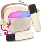 FOSMET Karaoke Enfant avec 2 Micro, Micros Karaoké Sans Fil, Jouet de Portable Karaoké Bluetooth avec LED Lumière pour Enfant