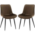 WAFTING Lot de 2 Chaises de Salle à Manger avec Assise et Dossier Tapissés en Velours, Pieds en Métal Robustes,Marron