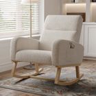 LUMINARIX Fauteuil à Bascule ,Rocking Chair avec rangement de poche ,pieds en bois massif ,Style Scandinave ,Salon,Chambre, Beige