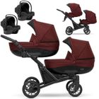 KUNERT Booster 3en1 Duo - Poussette jumeaux double - 2en1 avec deux sièges auto - Bordeaux