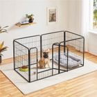 Parc pour Chien 6 Panneaux en Métal-Porte Verrouillable Enclos pour Animaux de Compagnie Intérieur Extérieur 100cm Haut Yaheetech