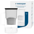 Wessper Carafe en verre avec 1 filtre à eau (compatible avec Brita Maxtra), Eau filtrée avec grand goût et pureté, 3 Litres