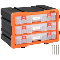 Organisateur pour outils plastique transparent 29,5x19,5 x16cm boîtes rangement 36 compartiments tiroirs caisse vis incluses