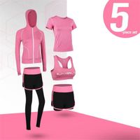 Ensemble de Vêtements de Sport Femme - HY™ - Confortable et Respirant - 5 Pièces Fitness Rose