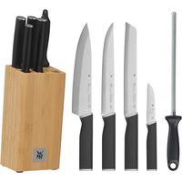 WMF Kineo Bloc de couteaux avec 6 couteaux en acier MadeinGermany - 4 couteaux forges - Bloc de bambou - Coupe performante