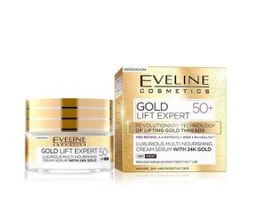HYDRATANT VISAGE Eveline Cosmetics Crème Anti-âge, Liftant & Nourrissante a l'or 24k 50+ Peau Sèche ou Sensible jour & nuit