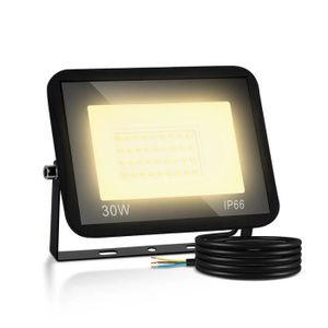 Himanjie Étanche IP67 10W/20W/30W/50W/100W/150W/200W/300W/500W LED Spot Projecteur 30W, Blanc Chaud1 Square,Cour,Usine Classe énergétique A++ Terrasse pour Jardin Extérieur et Intérieur 