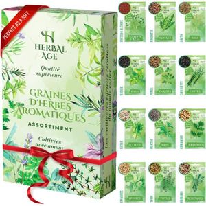GRAINE - SEMENCE Kit D‘ Herbes Aromatiques - 12 Variétés Épices Plantes, 8700 Graines D' Aromates Pour Votre Jardin Intérieure Et Extérieure À P A2