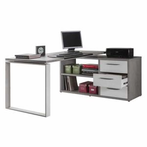 BUREAU  Bureau d'angle avec péninsule 3 tiroirs - Office24 - Raffaello - Blanc - 160x140cm