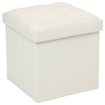 Pouf Carre Blanc Casse Coffre De Rangement Achat Vente