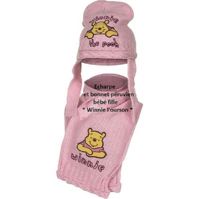 0 6 MOIS taille 44 ROSE Echarpe et bonnet peruvien bebe fille Winnie l ourson Disney 100 acrylique NEUF Rose Cdiscount Pret a Porter