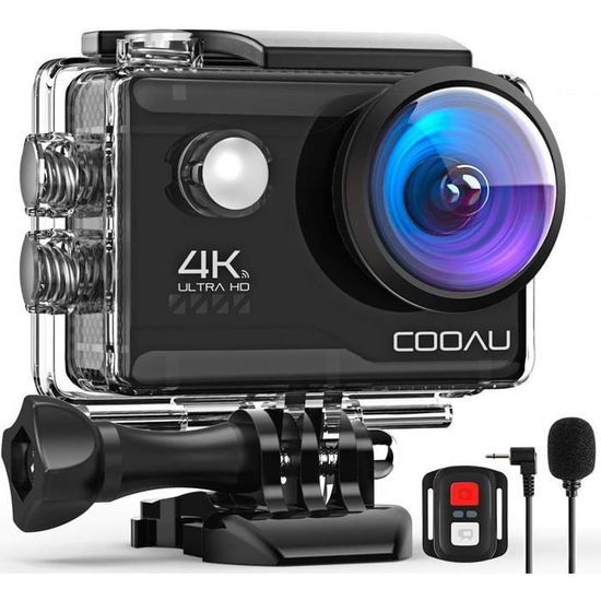 LeadEdge Caméra Sport 4K 20MP Étanche WiFi - Caméra Action Sous-Marine Avec Télécommande, 2 Batteries 1050mAh Et Microphone Externe