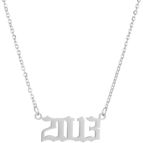 Collier Pendentif Numéro Année Personnalisable - Acier Inoxydable Plaqué Or/argent - Cadeau Naissance, Anniversaire