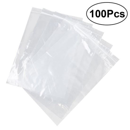 100pcs sac plastique refermable multifonctionnel transparent