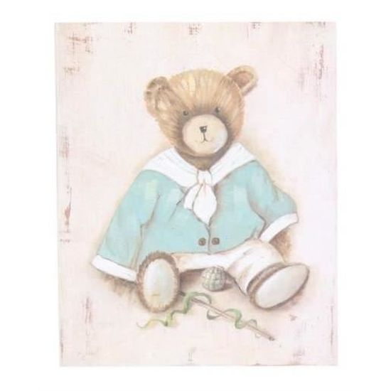 Cadre Tableau Bois Enfant Ourson Garcon Ours Vintage Retro 25 X Cm Cdiscount Maison