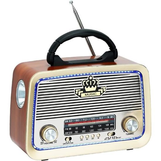 Radio Rétro Vintage Bluetooth Avec Radio FM, Petite Radio Portable Et Batterie 1500 Mah Compatible Carte Tfauxusb R~p112829777