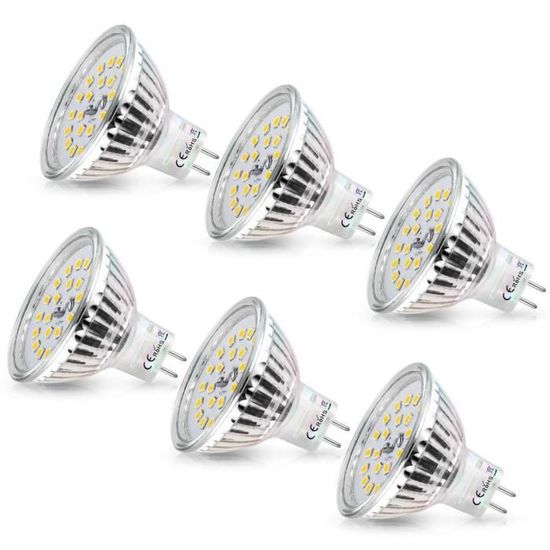 MR16 LED 12V GU5.3 Ampoule 6W Blanc Chaud 2800K Equivalent 40W Halogène Lampe Bulb 480 LM Spot Culot 120°Faisceaux Non