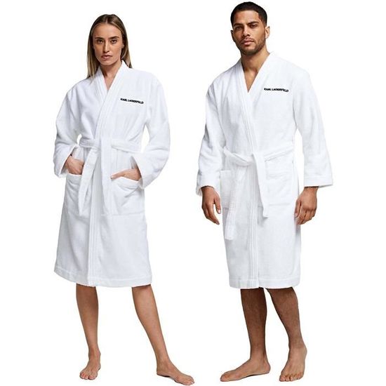 KARL LAGERFELD Unisex Logo Bath Robe Peignoir de Bain Mixte