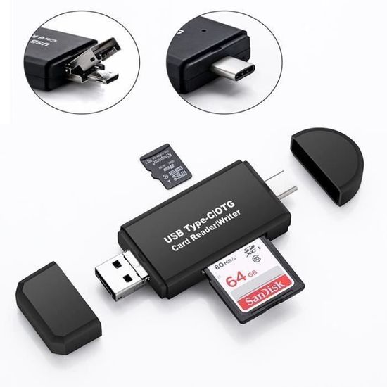 Lecteur Carte SD USB Micro SD Card Reader USB 3.0-Type C-Micro USB  Adaptateur Carte SD TF MMC Micro SDXC Micro SDHC LBQ88 - Cdiscount  Téléphonie